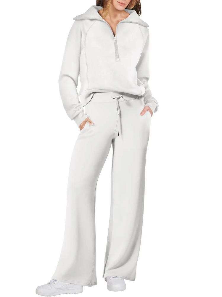 Valenzora | Bequemes Loungewear-Set für Damen mit Stehkragen und Kordelzug, modernes Set