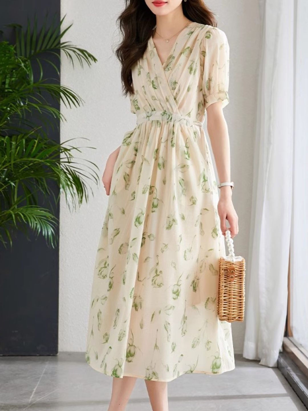 Valenzora | Temperament Short-Sleeve Chiffon Dress