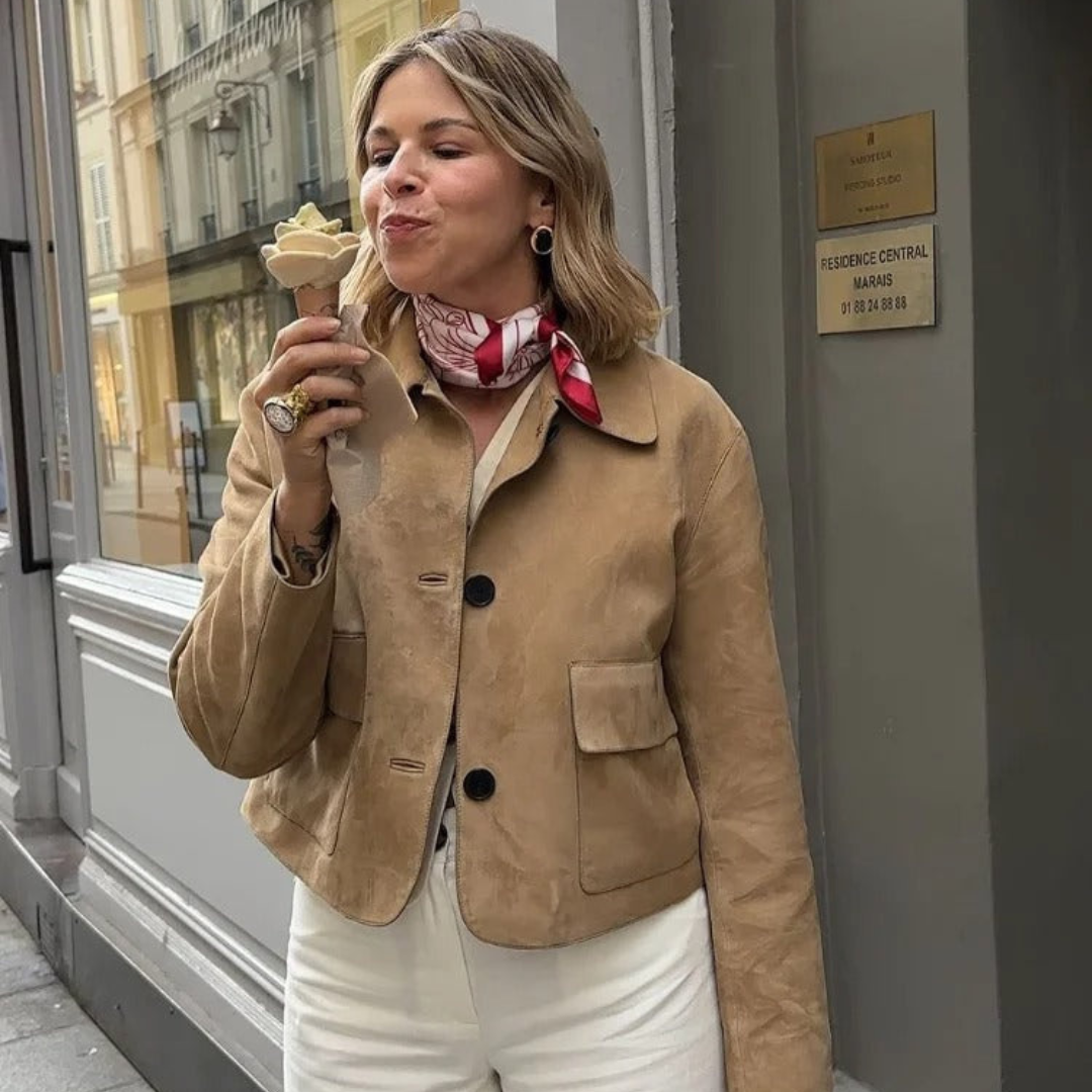 Valenzora | Beige leather jacket