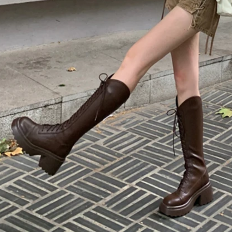 Valenzora | High Boots Women's Boots with Laces and Sturdy Heel