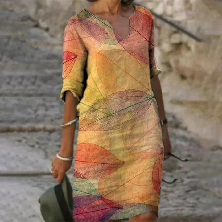 Valenzora | Bedrucktes Midikleid mit V-Ausschnitt