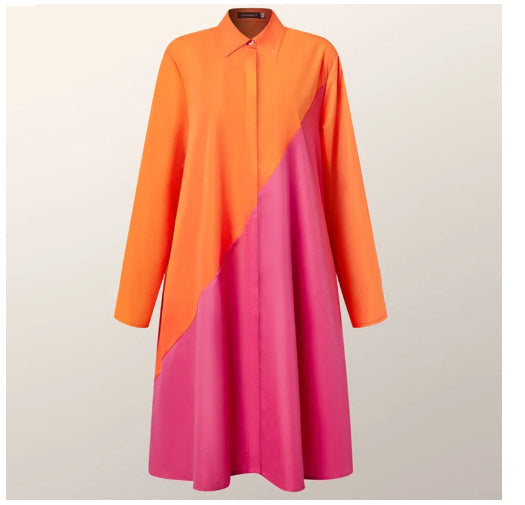 Valenzora | Shirt dress with turn-down collar & three-quarter sleeves