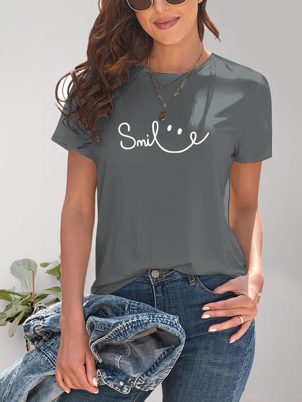 Valenzora | Smile Crew Neck Kurzarm-T-Shirt
