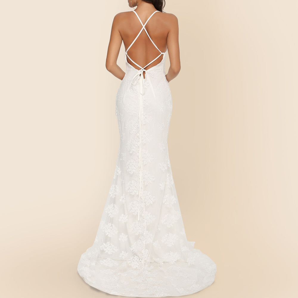 Elegantes Damenabendkleid mit zarter Spitzeneinlage und verführerischem Rückenausschnitt, Größe Valenzora