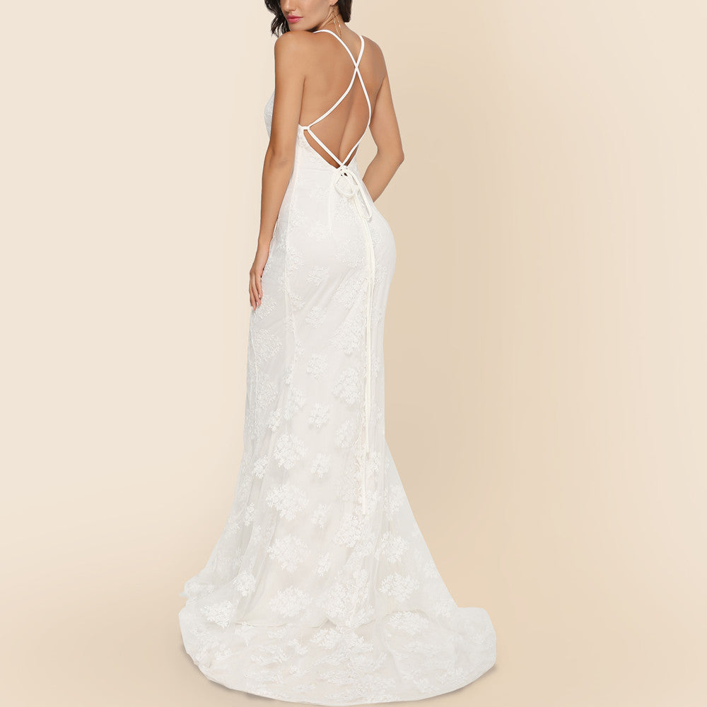 Elegantes Damenabendkleid mit zarter Spitzeneinlage und verführerischem Rückenausschnitt, Größe Valenzora