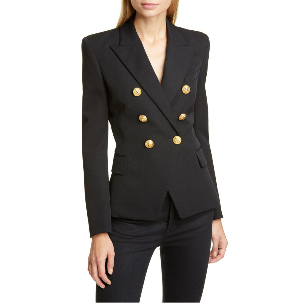 Damen-Blazer im Zweiknopf-Design mit Goldakzenten, Größe Valenzora