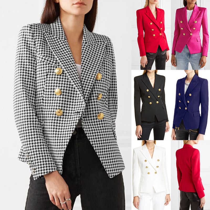 Damen-Blazer im Zweiknopf-Design mit Goldakzenten, Größe Valenzora