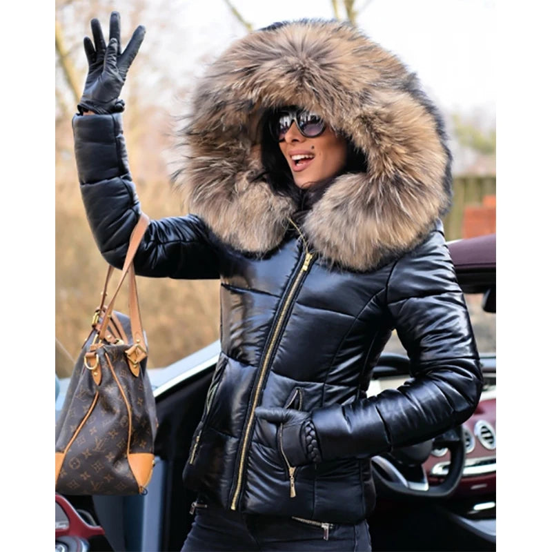 Valenzora - Paris - Stylish jacket with faux fur lining, hood and collar