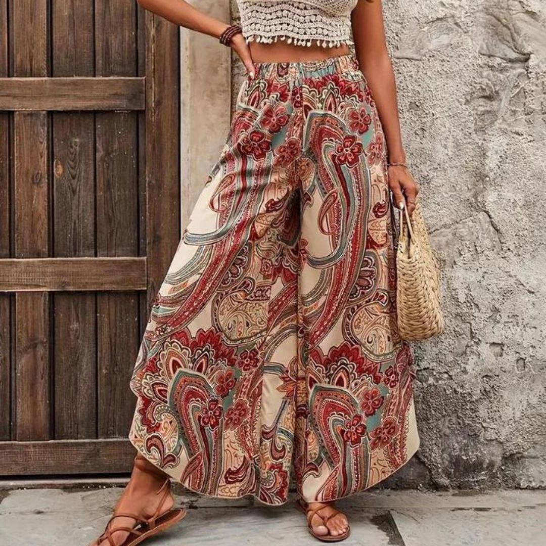 Valenzora | Boho paisley wide-leg trousers