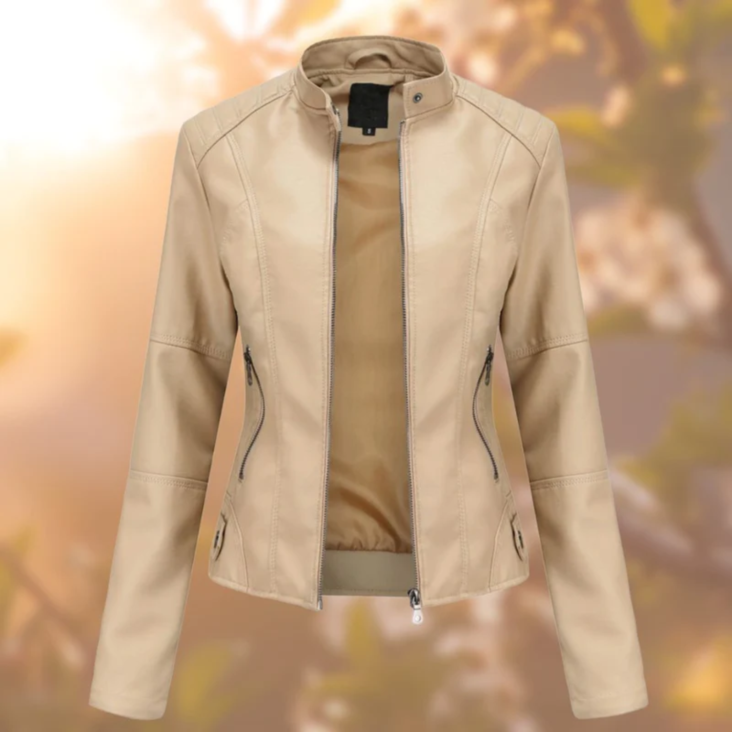Valenzora | Comfortable leather jacket with full sleeves