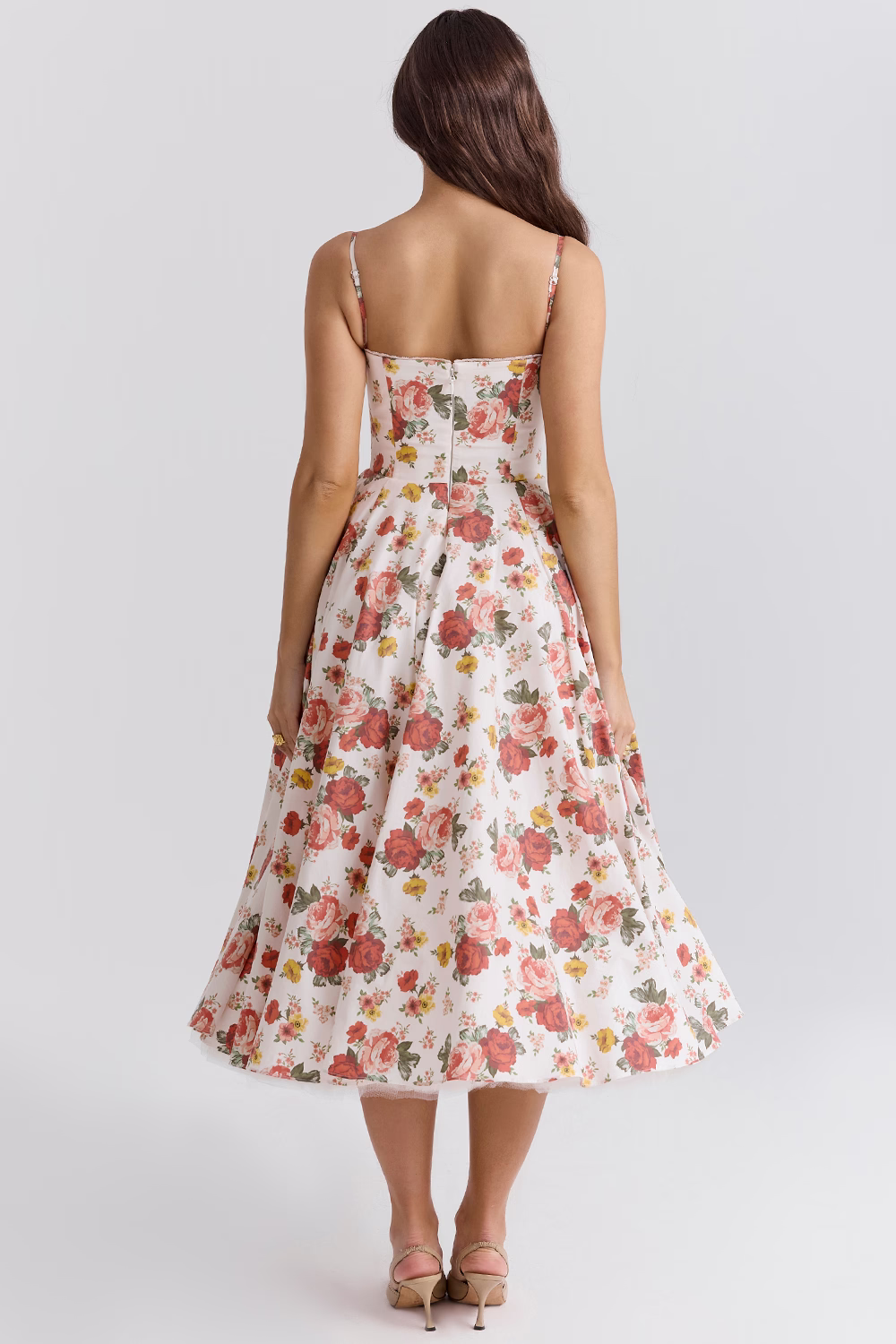Valenzora | Luxurious flared dress with spaghetti straps for women, perfect for weddings, bridal wear, and parties, Kasana