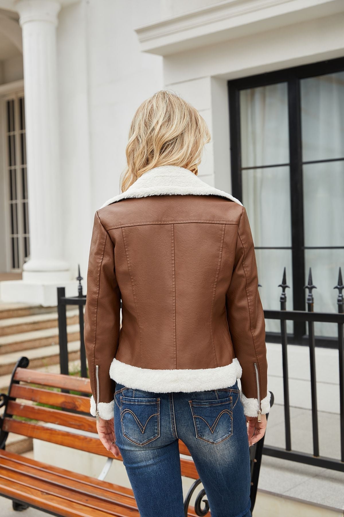Valenzora | Winter leather jacket with fleece lining