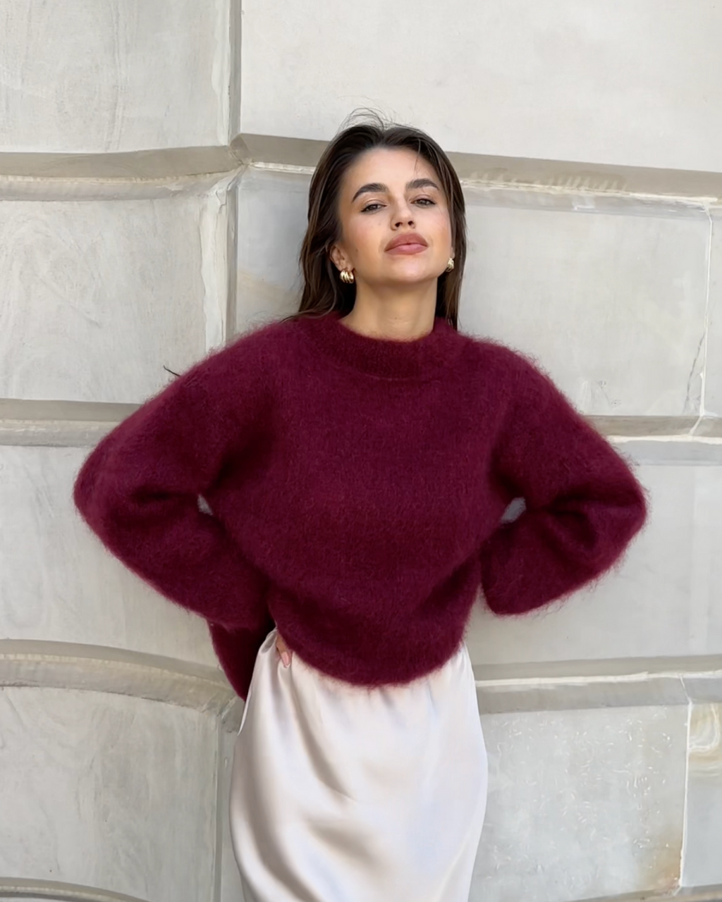 Valenzora | Pullover aus Mohair-Mischgewebe mit Rundhalsausschnitt