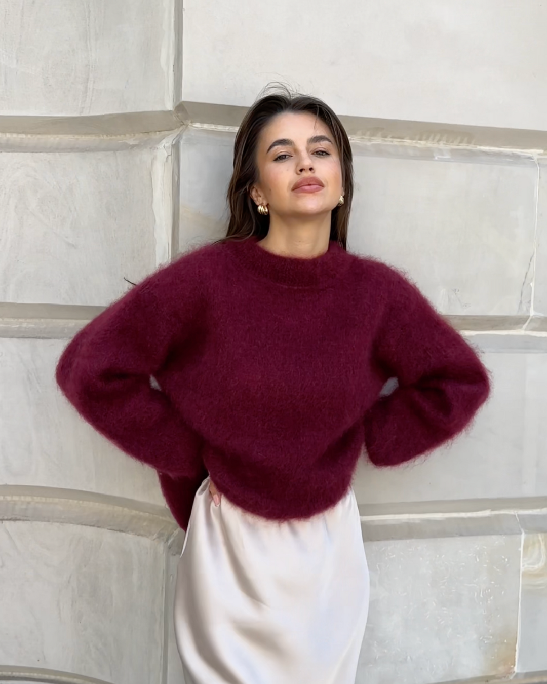 Valenzora | Pullover aus Mohair-Mischgewebe mit Rundhalsausschnitt