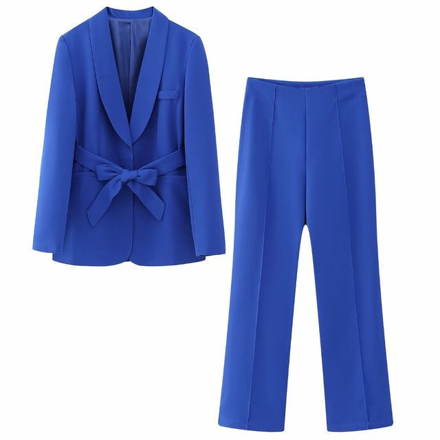 Valenzora 2-piece women's suit | Elegant blazer with belt and matching trousers