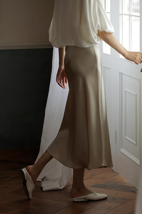 Valenzora | Rosiedress High Waist Comfortable Satin Midi Skirt
