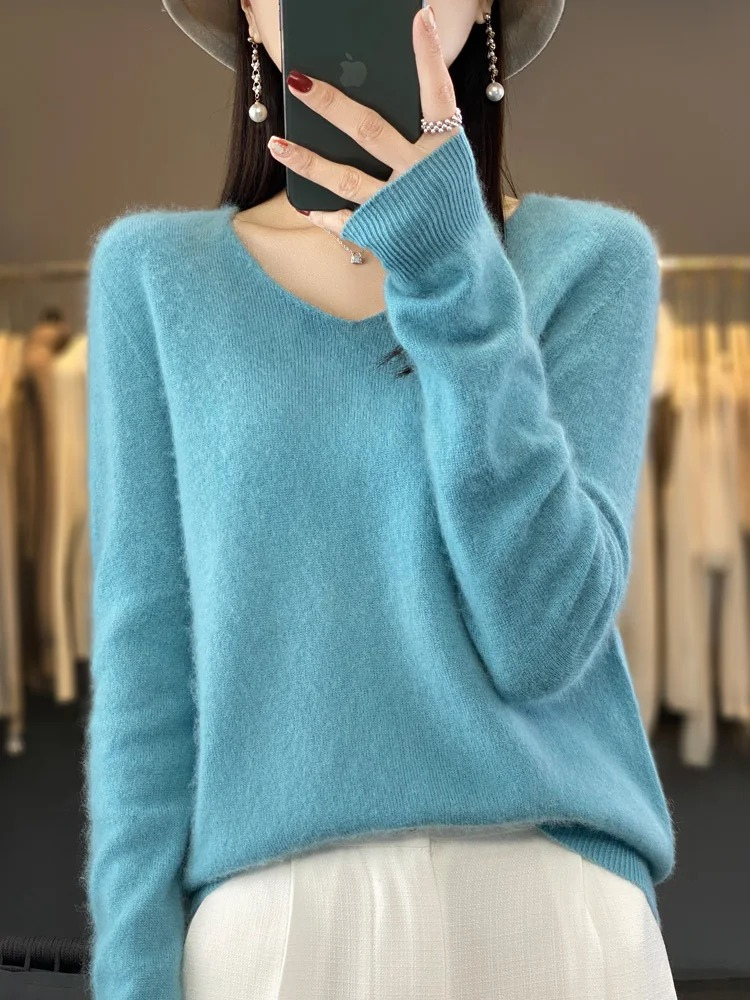 Valenzora | Damen Kaschmir Pullover, Eleganter V-Ausschnitt, Weich & Bequem