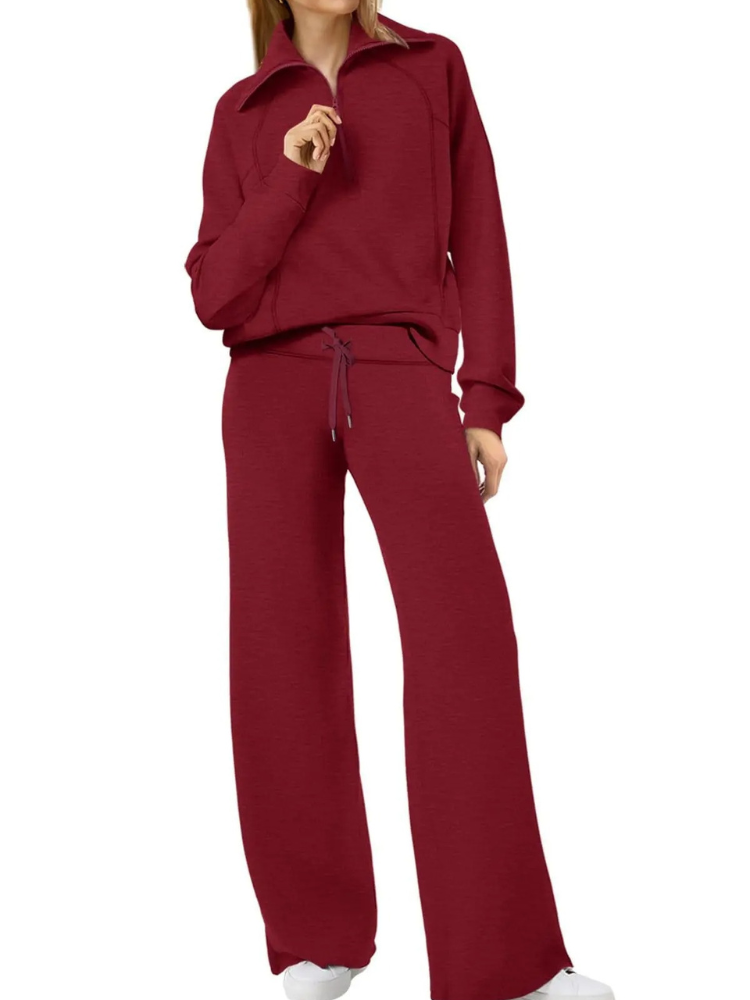 Valenzora | Bequemes Loungewear-Set für Damen mit Stehkragen und Kordelzug, modernes Set