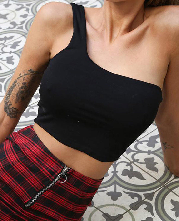 Women's Asymmetrical Crop Top with Wide Straps, Size