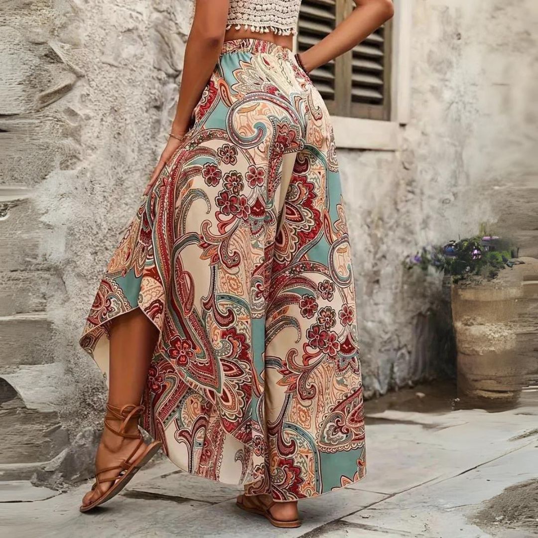 Valenzora | Boho paisley wide-leg trousers