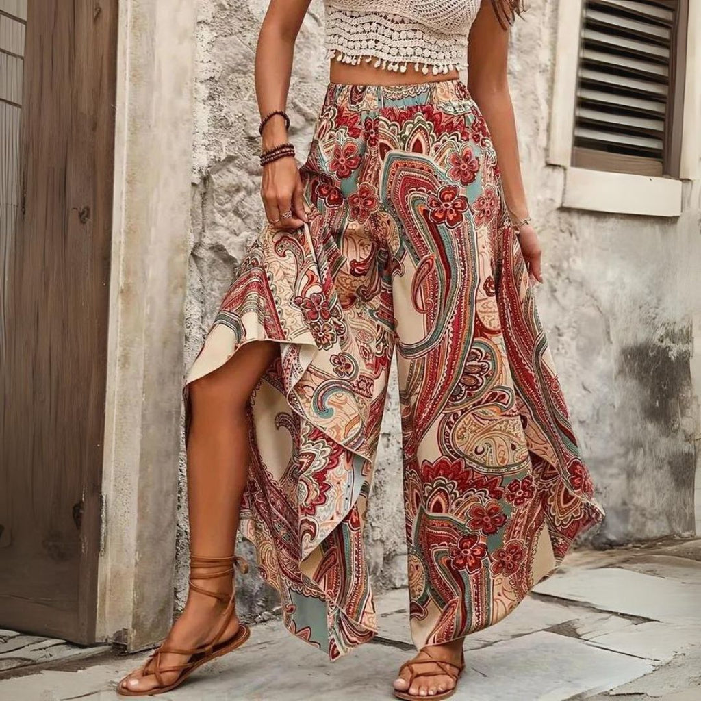 Valenzora | Boho paisley wide-leg trousers
