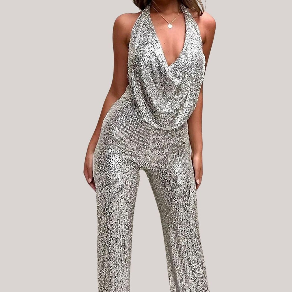 Valenzora – Eleganter Glitzer-Jumpsuit mit Dekolleté