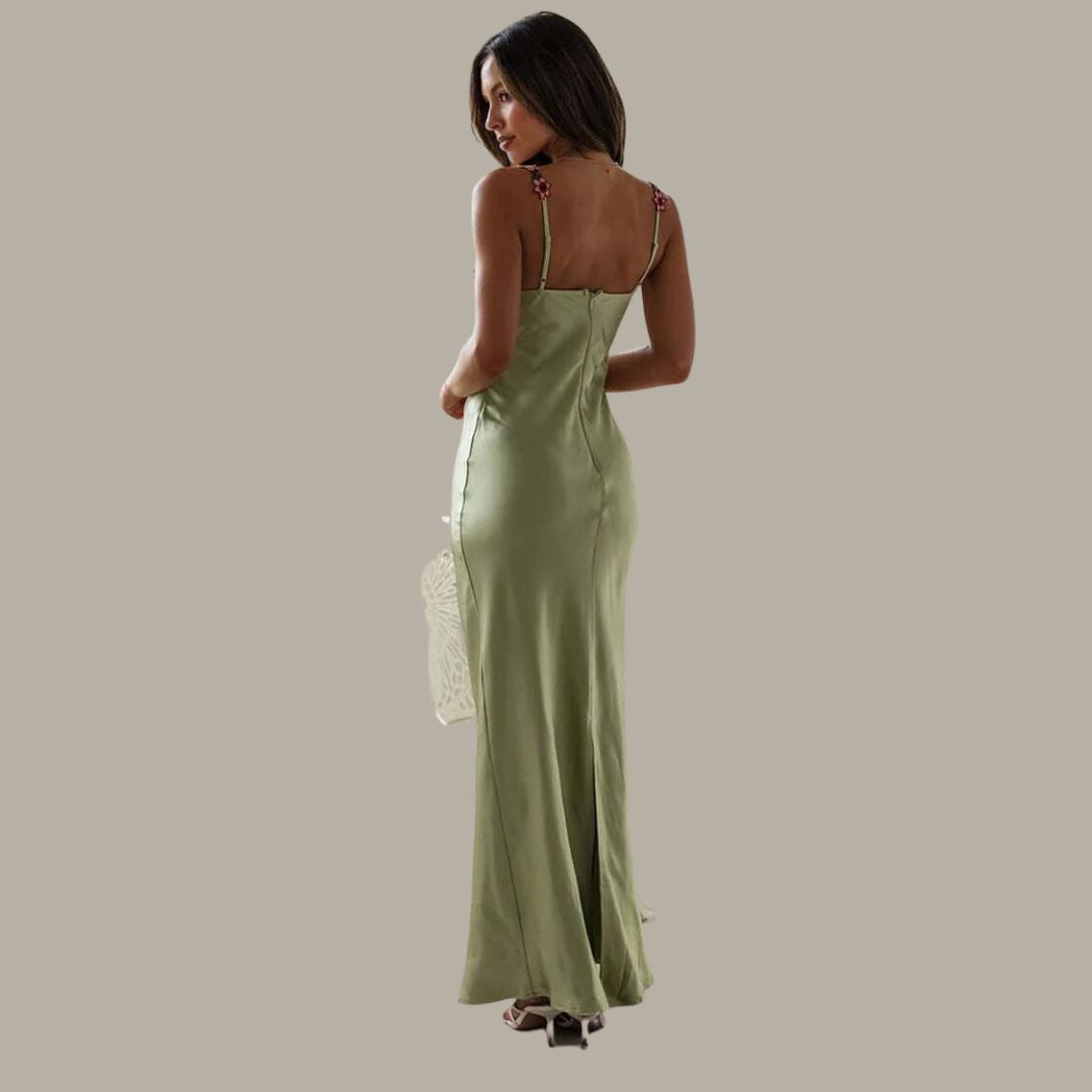 Valenzora | Embroidered satin dress