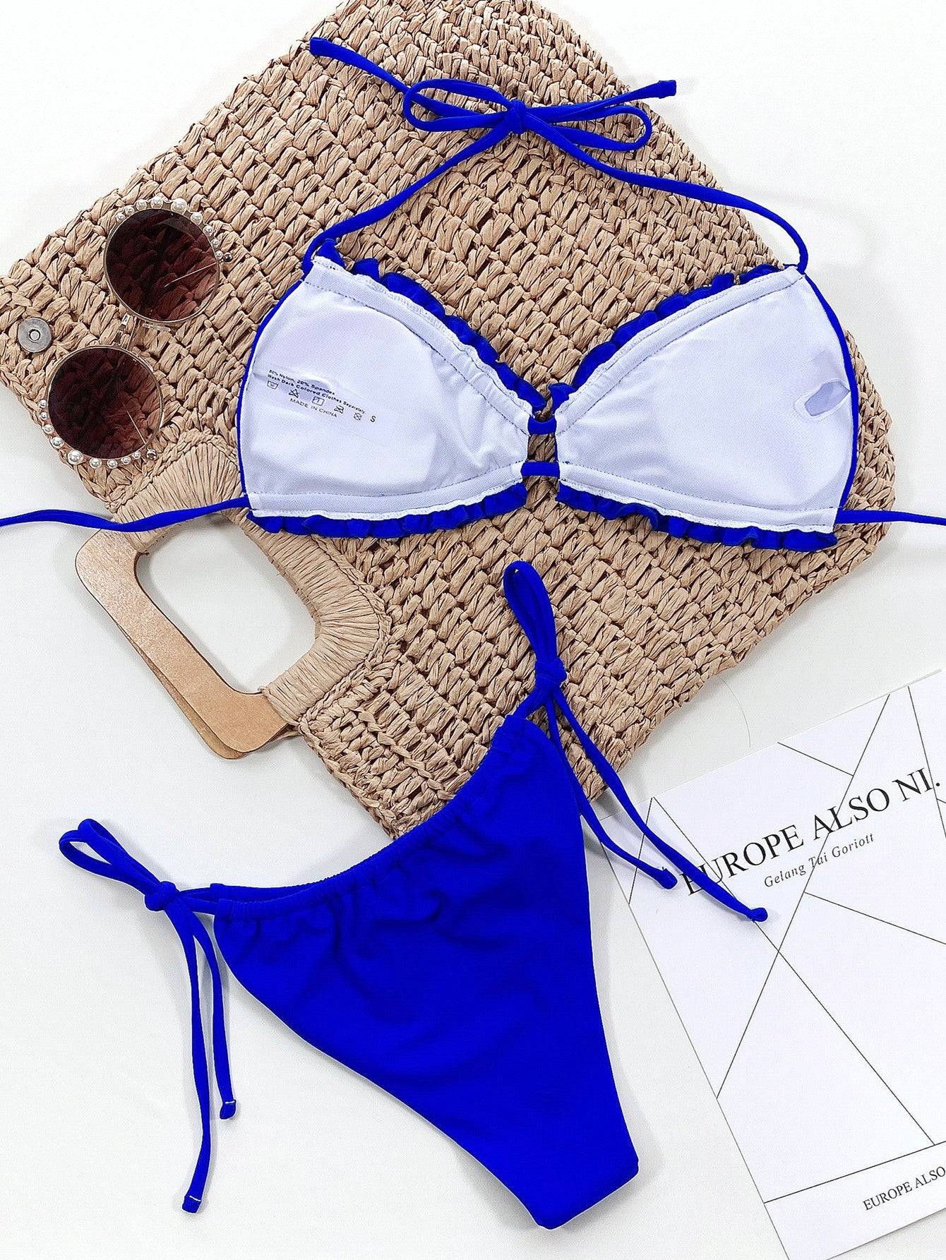 Valenzora | Ruffled halterneck bikini set