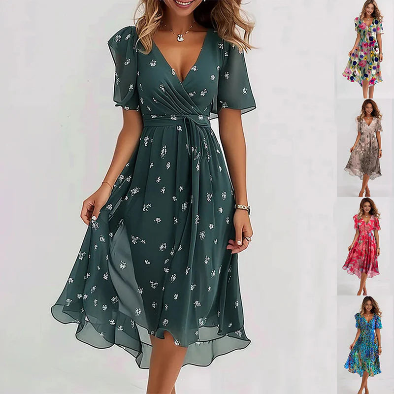 Valenzora | Elegant dress with short sleeves