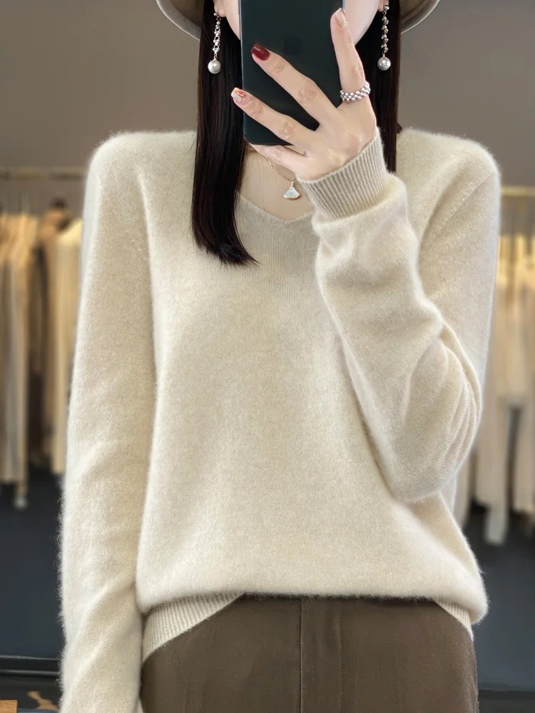 Valenzora | Damen Kaschmir Pullover, Eleganter V-Ausschnitt, Weich & Bequem