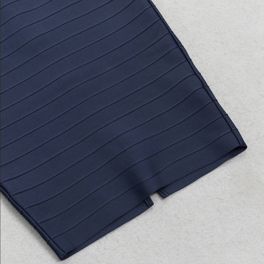 Midi dress with fold-over waistband | Blue