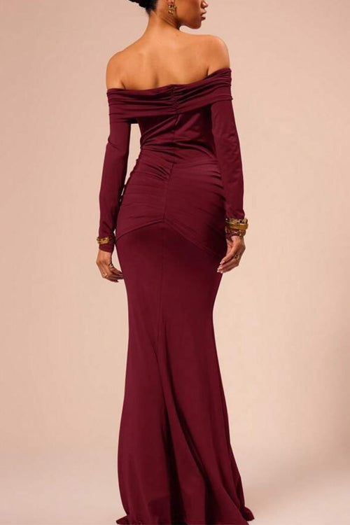 Valenzora | Rosiedress schulterfreies, vorne geknotetes, figurbetontes Maxi-Partykleid