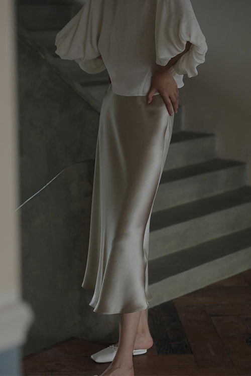 Valenzora | Rosiedress High Waist Comfortable Satin Midi Skirt