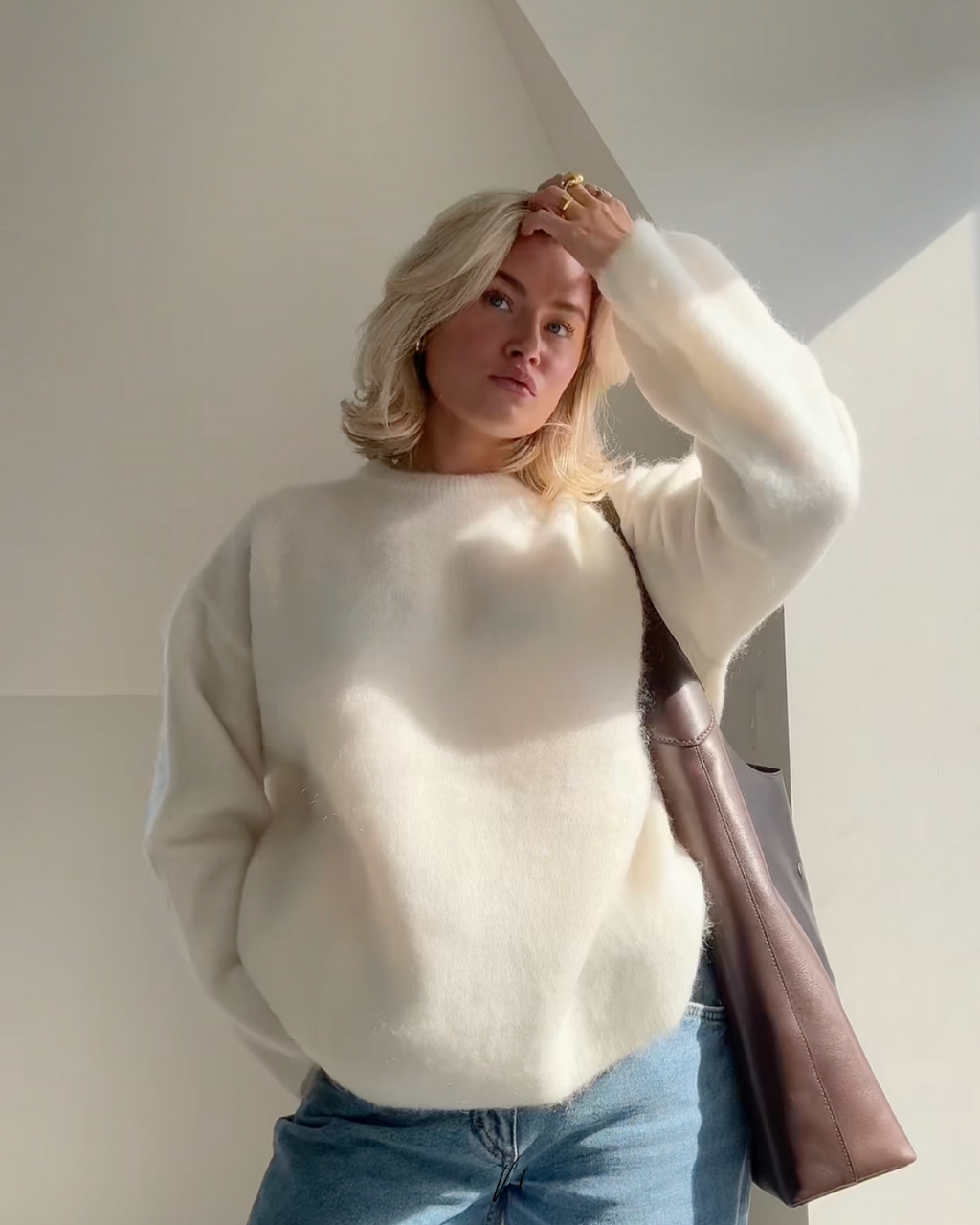 Valenzora | Pullover aus Mohair-Mischgewebe mit Rundhalsausschnitt