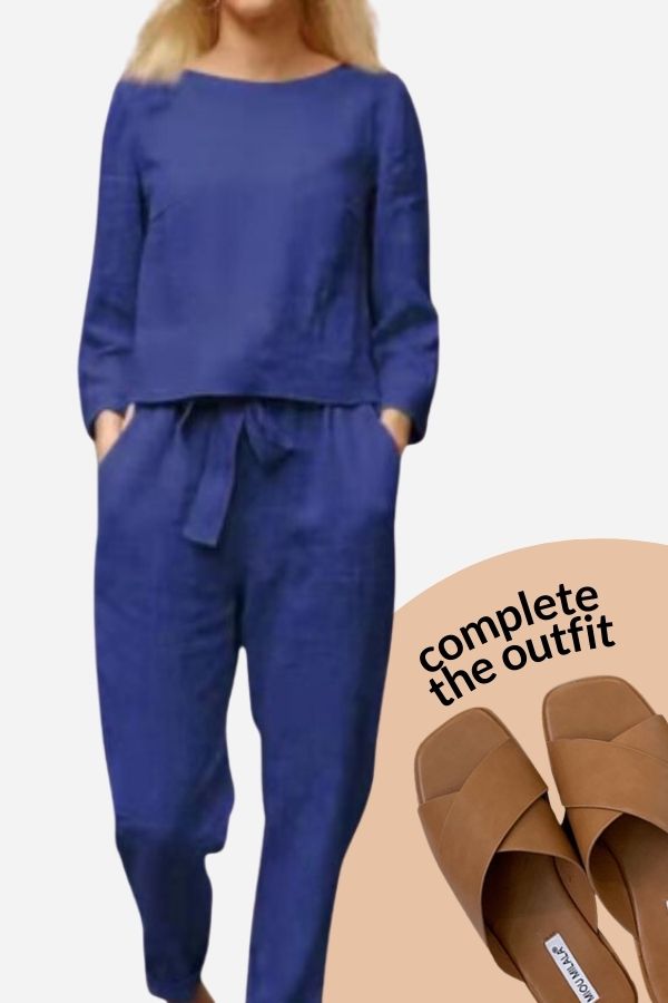 Valenzora SOLID COLOUR LINEN TWO-PIECE SET