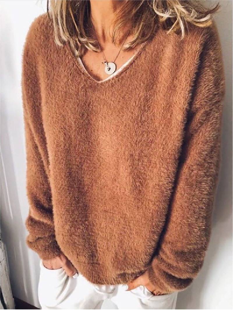 Valenzora – V-Ausschnitt Kuschelpullover