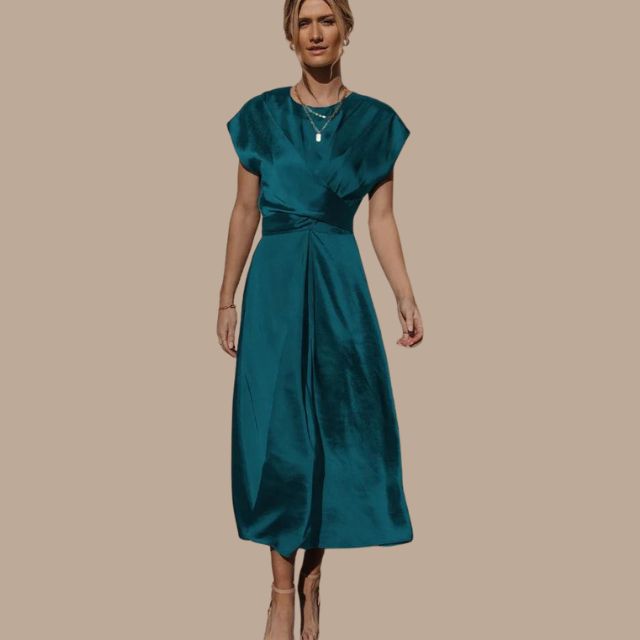 Valenzora | Wrap midi dress with cap sleeves