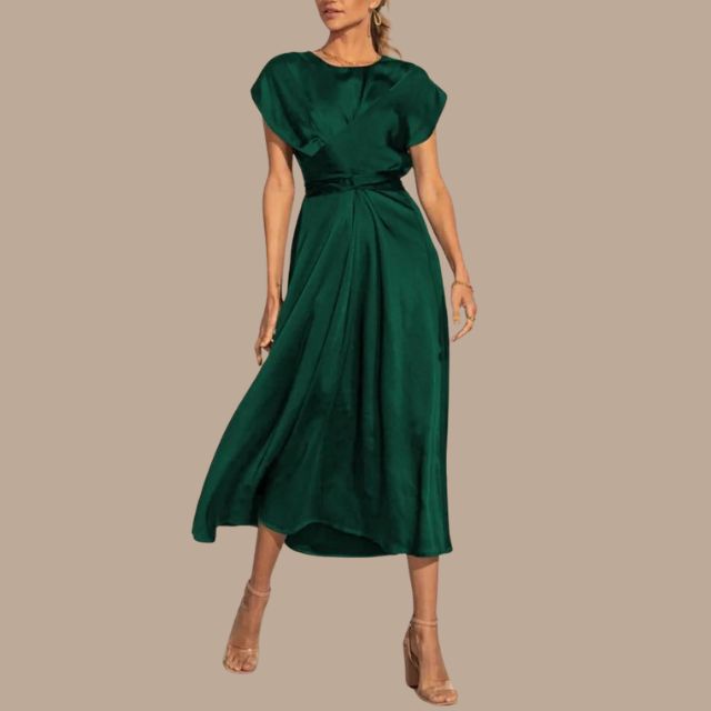 Valenzora | Wrap midi dress with cap sleeves