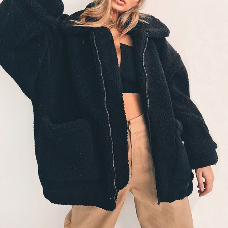 Valenzora | Women's Fleece Sweatshirt with Wide Collar
