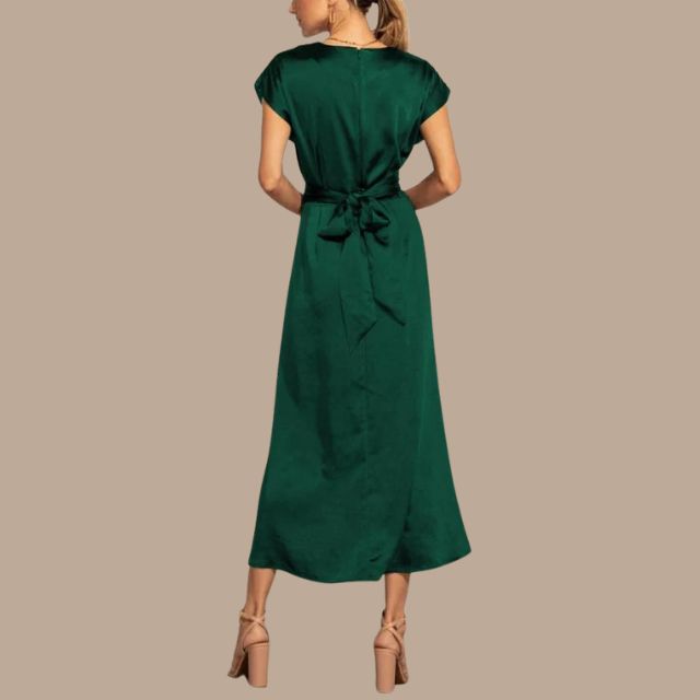 Valenzora | Wrap midi dress with cap sleeves