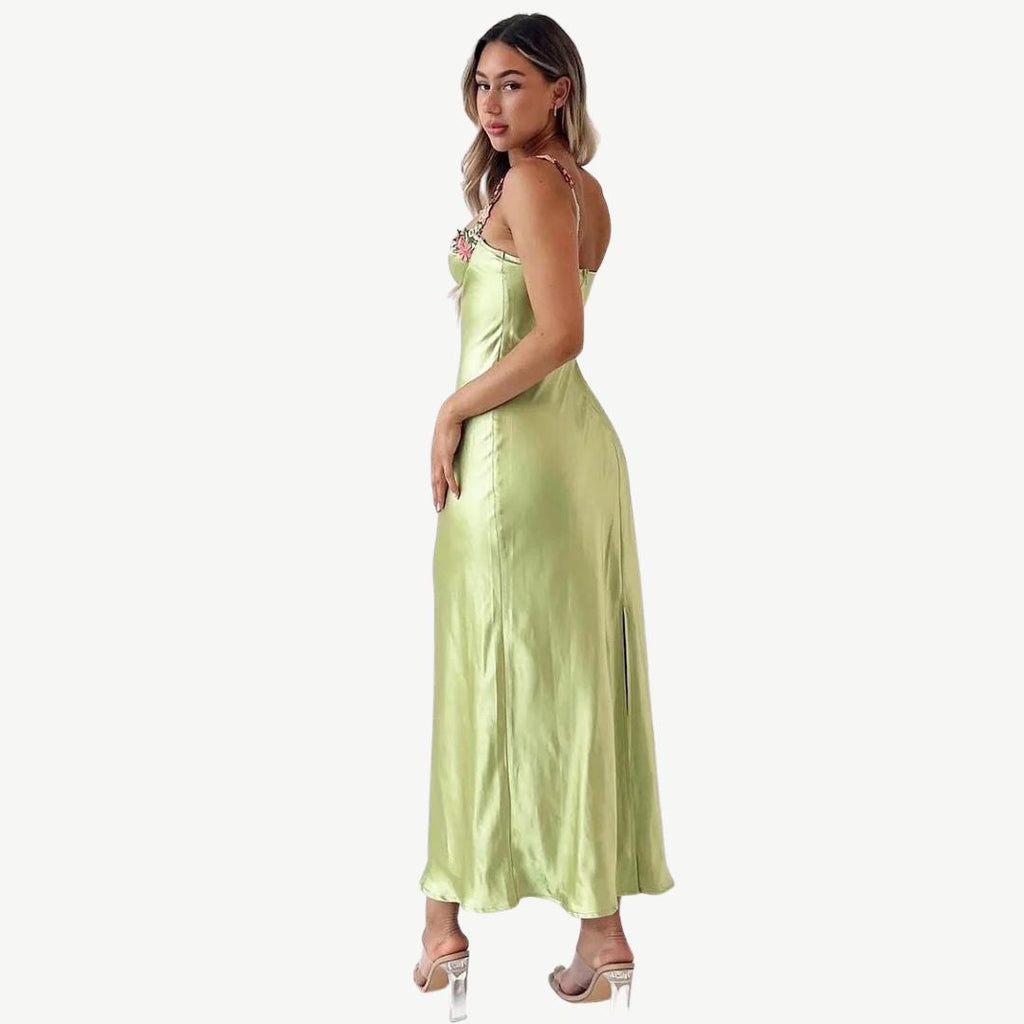 Valenzora | Embroidered satin dress