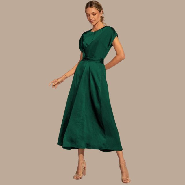 Valenzora | Wrap midi dress with cap sleeves