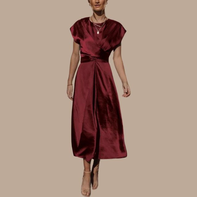 Valenzora | Wrap midi dress with cap sleeves