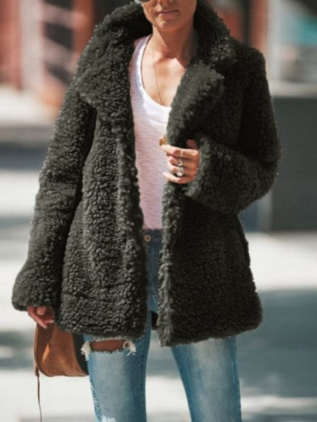 Valenzora | Long Faux Fur With Lapel Collar For Women