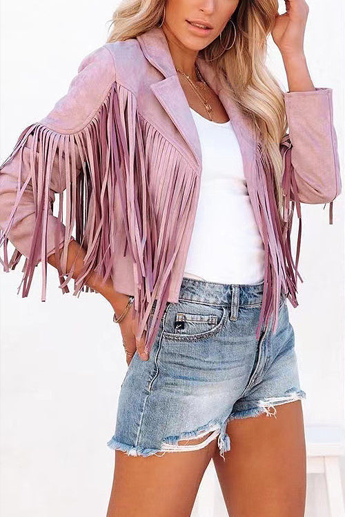 Valenzora | At Your Best Fringe Edge Faux Suede Shacket