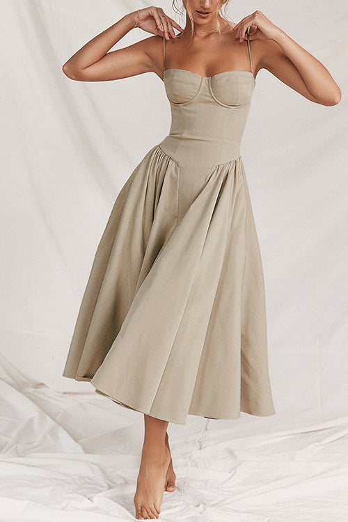 Valenzora | Rosiedress Spaghetti Strap Pocketed Corset Swing Midi Dress