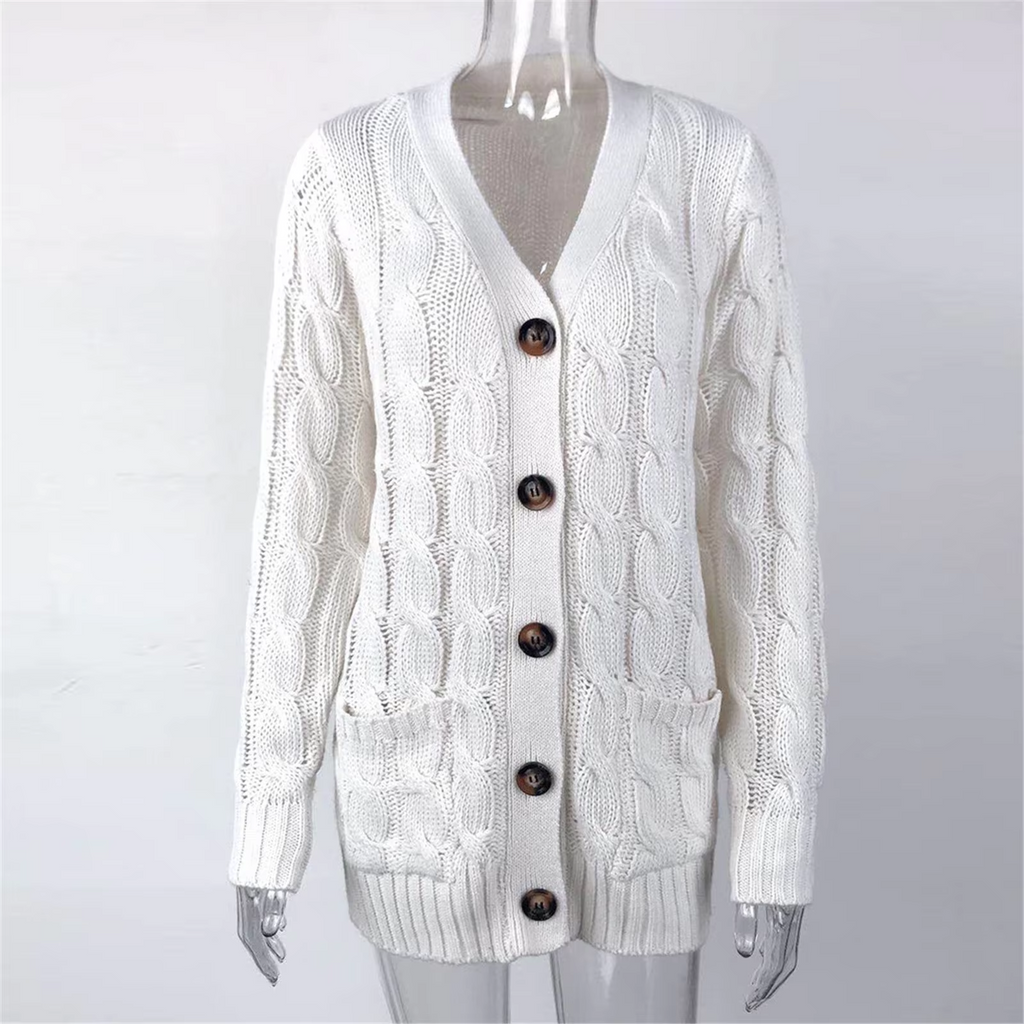 Valenzora | Stylischer langer Cardigan für Damen mit Knopfleiste
