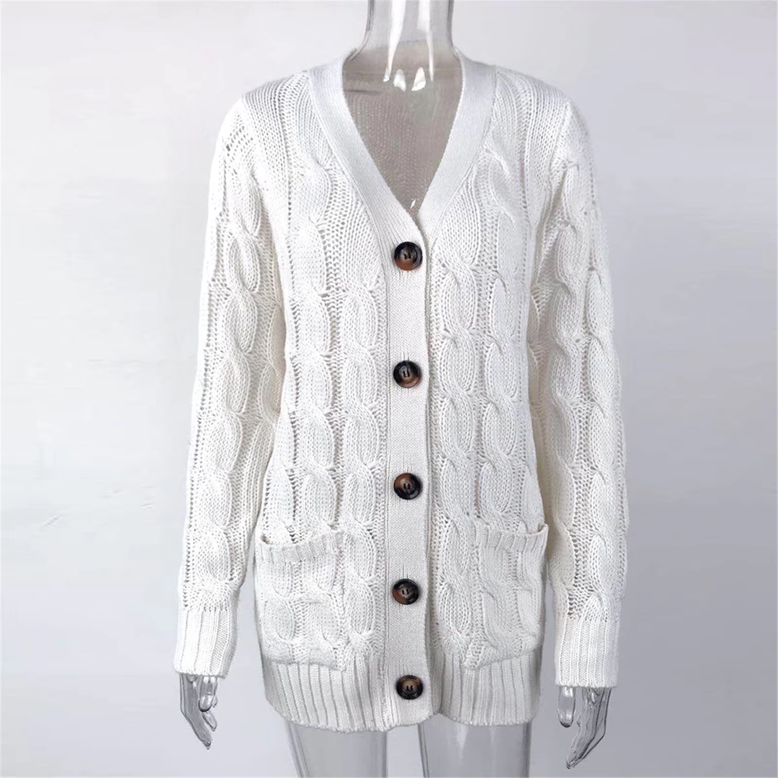 Valenzora | Stylischer langer Cardigan für Damen mit Knopfleiste