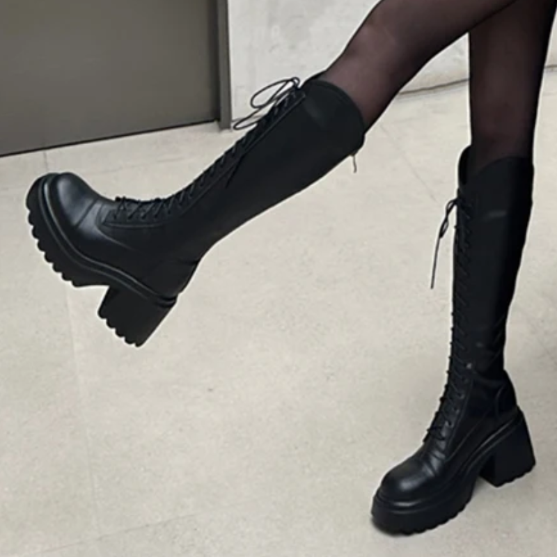 Valenzora | High Boots Women's Boots with Laces and Sturdy Heel