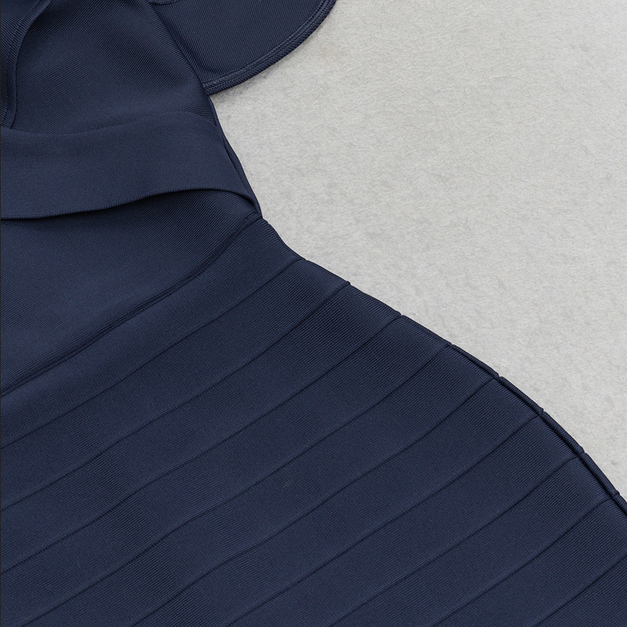 Midi dress with fold-over waistband | Blue